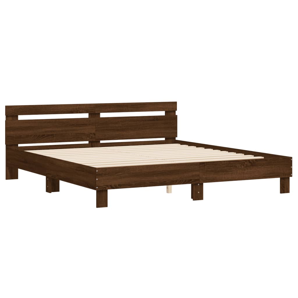 Bed Frame | Brown Oak | Engineered Wood, Plywood | Double | Durable