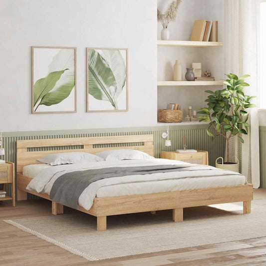 Bed Frame without Mattress Sonoma Oak 180x200 cm Super King