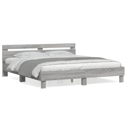 Bed Frame | Grey Sonoma | Engineered wood, Plywood slats | King