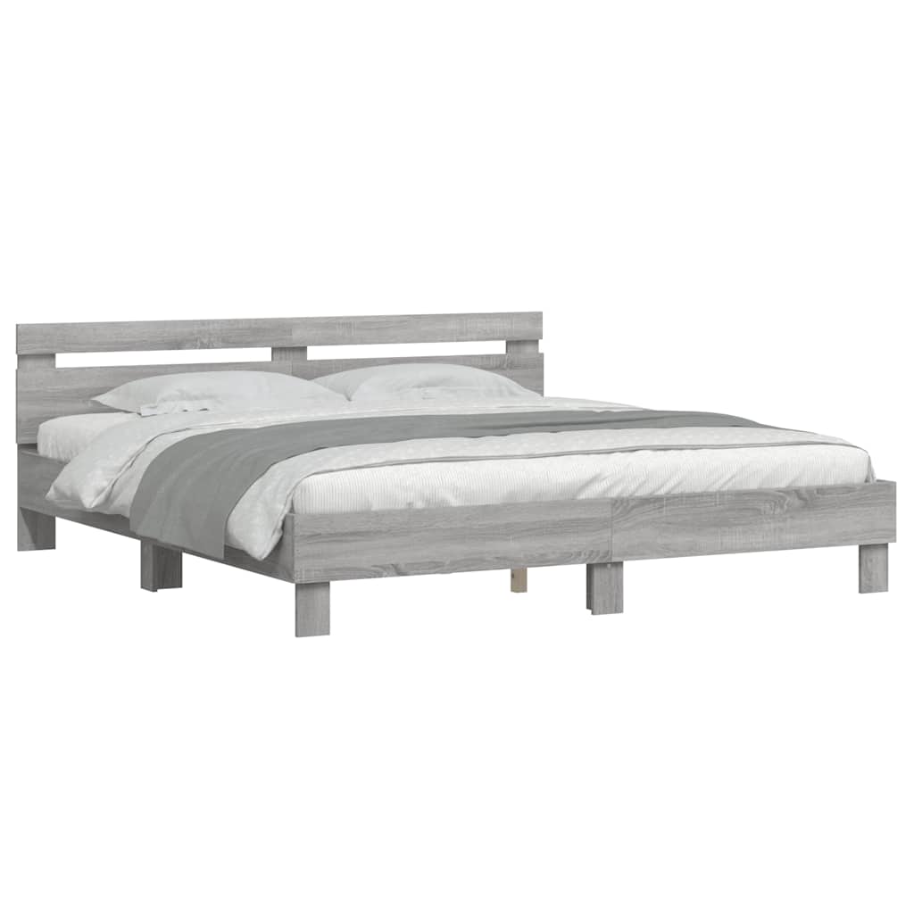 Bed Frame | Grey Sonoma | Engineered wood, Plywood slats | King