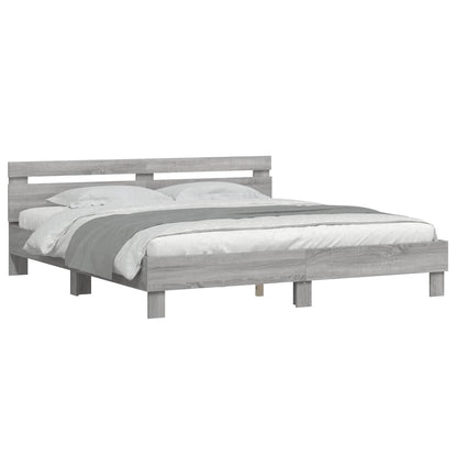 Bed Frame | Grey Sonoma | Engineered wood, Plywood slats | King