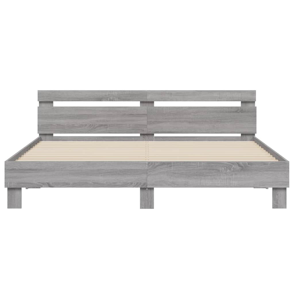 Bed Frame | Grey Sonoma | Engineered wood, Plywood slats | King