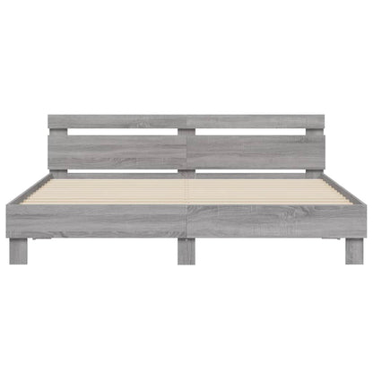 Bed Frame | Grey Sonoma | Engineered wood, Plywood slats | King