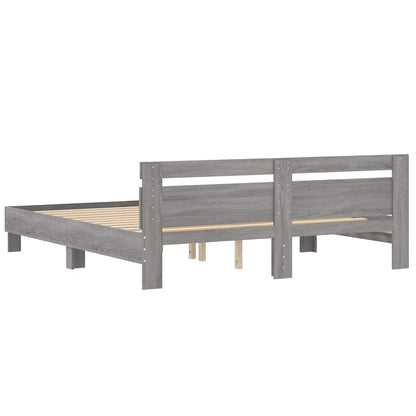 Bed Frame | Grey Sonoma | Engineered wood, Plywood slats | King