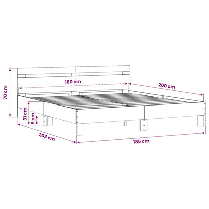Bed Frame | Grey Sonoma | Engineered wood, Plywood slats | King
