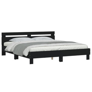 Bed Frame with Headboard Black 160x200 cm Engineered Wood