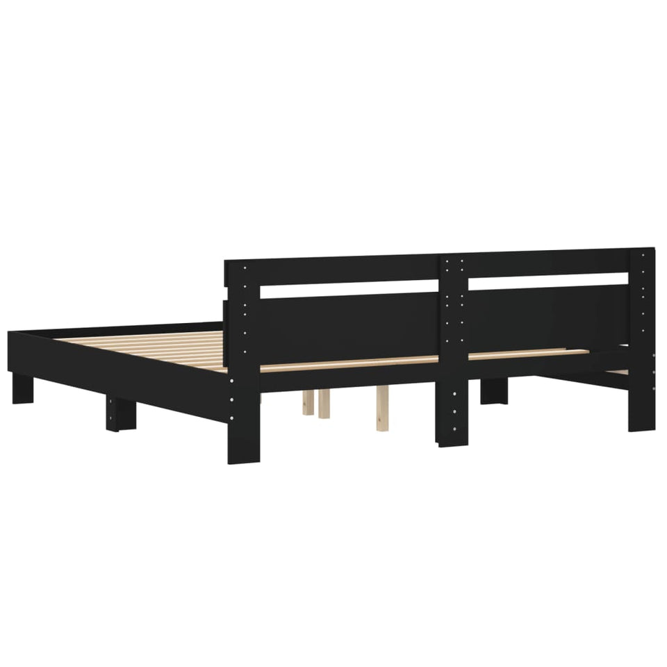 Bed Frame with Headboard Black 160x200 cm Engineered Wood