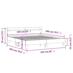 Bed Frame with Headboard Black 160x200 cm Engineered Wood