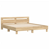 Bed Frame with Headboard Sonoma Oak 160x200 cm Engineered Wood