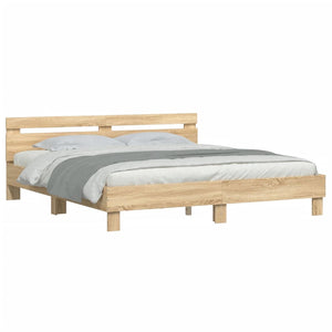 Bed Frame with Headboard Sonoma Oak 160x200 cm Engineered Wood