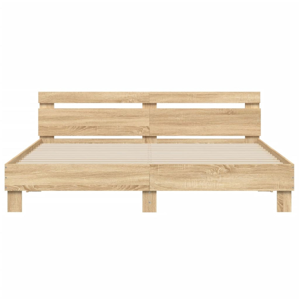 Bed Frame with Headboard Sonoma Oak 160x200 cm Engineered Wood