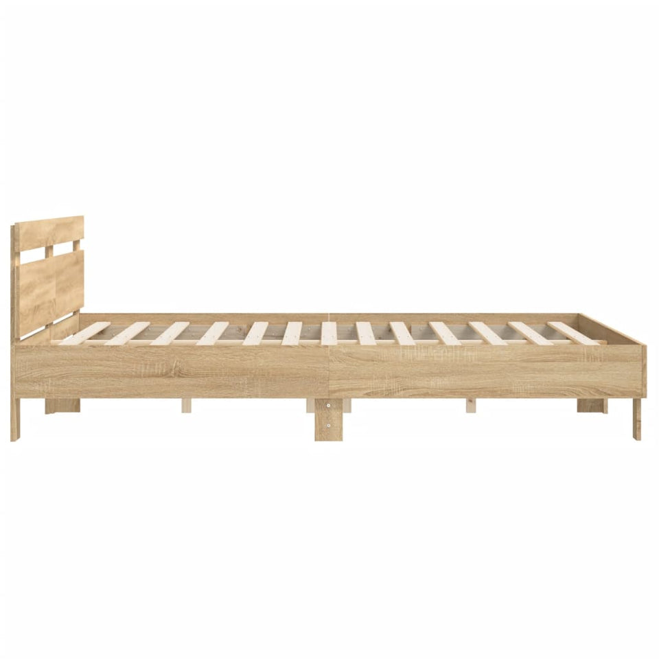 Bed Frame with Headboard Sonoma Oak 160x200 cm Engineered Wood