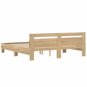 Bed Frame with Headboard Sonoma Oak 160x200 cm Engineered Wood