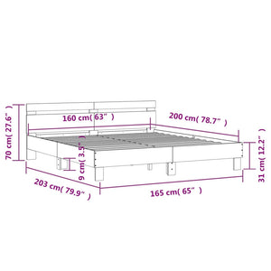 Bed Frame with Headboard Sonoma Oak 160x200 cm Engineered Wood