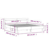 Bed Frame with Headboard Sonoma Oak 160x200 cm Engineered Wood