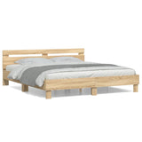 Bed Frame with Headboard Sonoma Oak 160x200 cm Engineered Wood