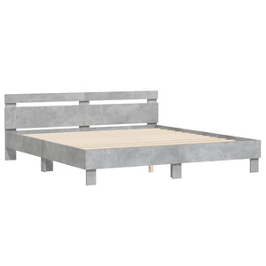 Bed Frame with Headboard Concrete Grey 160x200 cm Engineered Wood