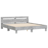 Bed Frame with Headboard Concrete Grey 160x200 cm Engineered Wood