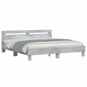 Bed Frame with Headboard Concrete Grey 160x200 cm Engineered Wood