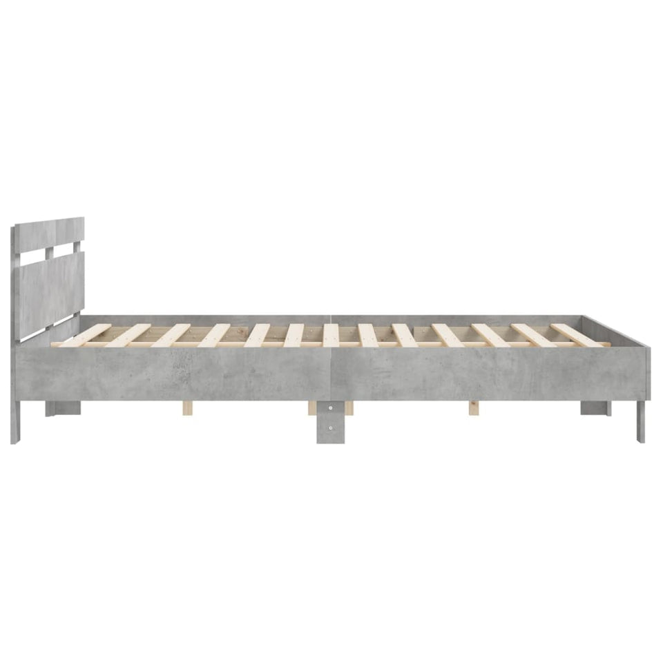 Bed Frame with Headboard Concrete Grey 160x200 cm Engineered Wood