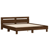 Bed Frame with Headboard Brown Oak 160x200 cm Engineered Wood