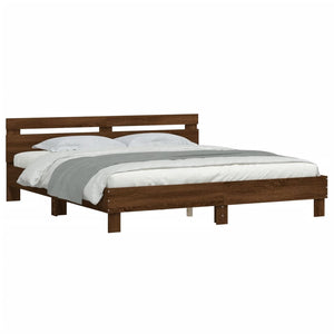 Bed Frame with Headboard Brown Oak 160x200 cm Engineered Wood