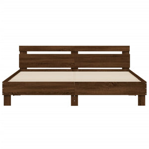 Bed Frame with Headboard Brown Oak 160x200 cm Engineered Wood