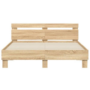 Bed Frame with Headboard Sonoma Oak 150x200 cm King Size Engineered Wood