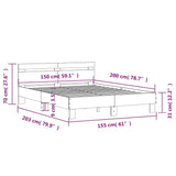 Bed Frame with Headboard Sonoma Oak 150x200 cm King Size Engineered Wood