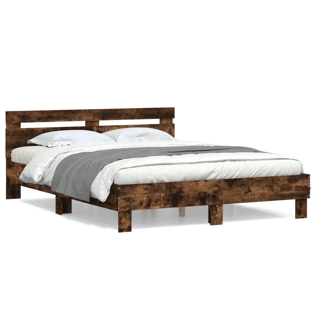 Bed Frame | Smoked oak | Engineered wood, Plywood | King | Modern