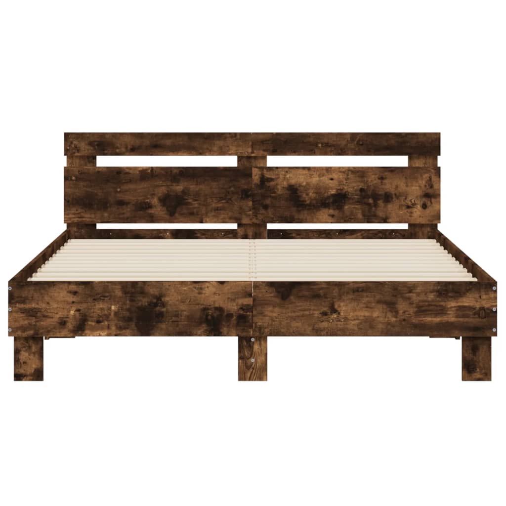 Bed Frame | Smoked oak | Engineered wood, Plywood | King | Modern