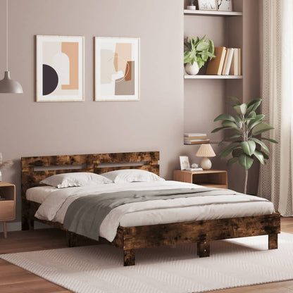Bed Frame | Smoked oak | Engineered wood, Plywood | King | Modern