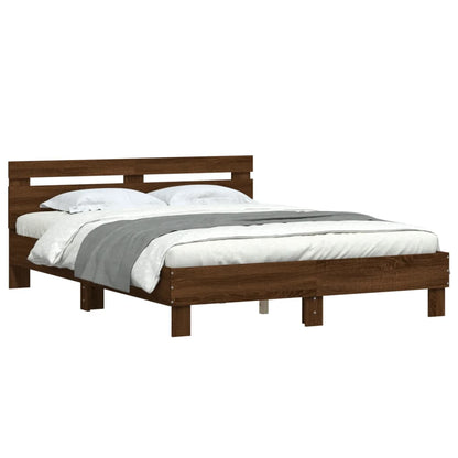 Bed Frame | Brown Oak | Engineered wood, Plywood | King | Modern