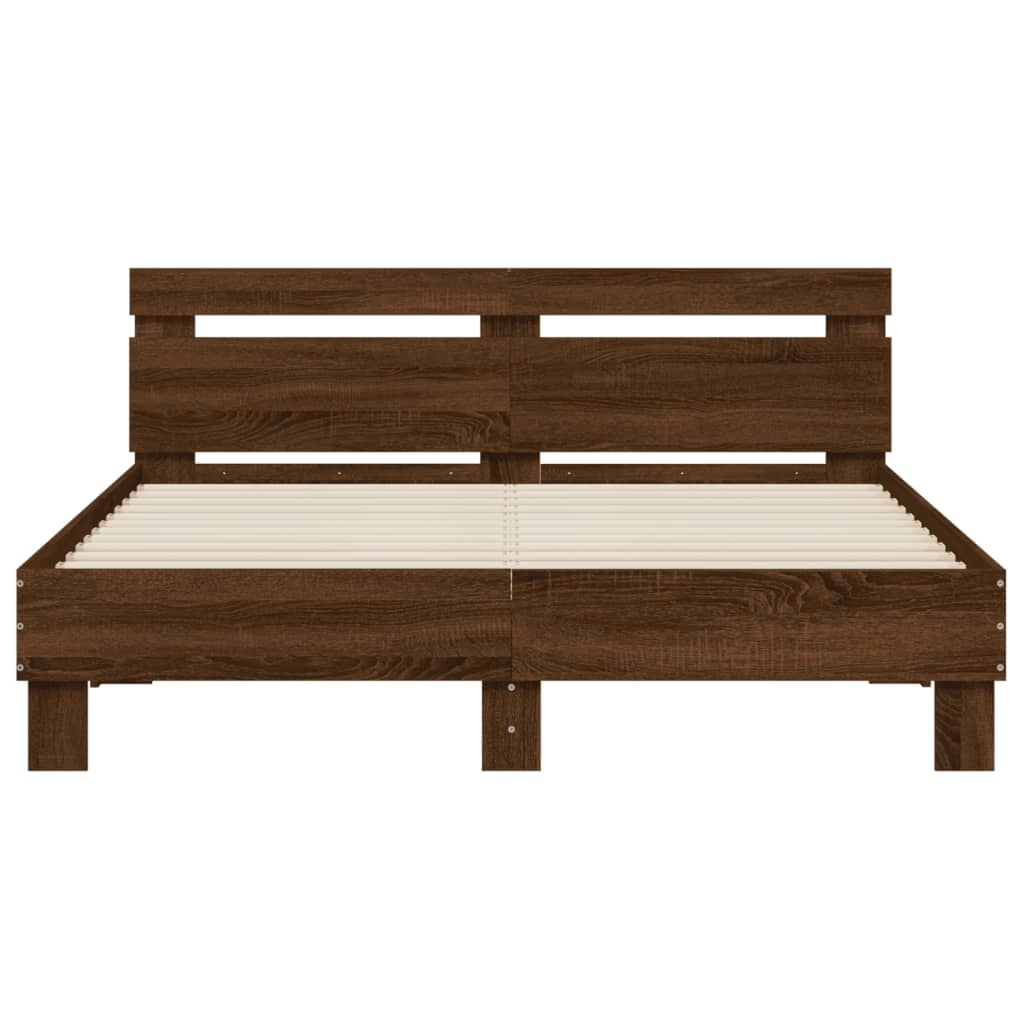 Bed Frame | Brown Oak | Engineered wood, Plywood | King | Modern