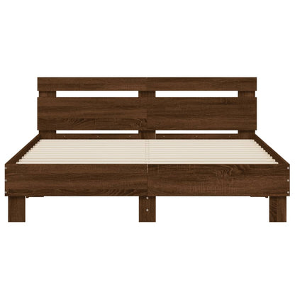 Bed Frame | Brown Oak | Engineered wood, Plywood | King | Modern