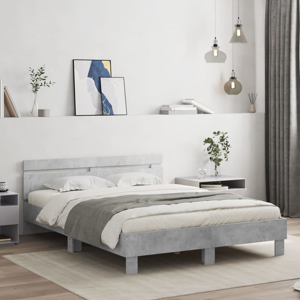 Bed Frame | Concrete grey | Engineered wood | 140 x 200 cm | Durable