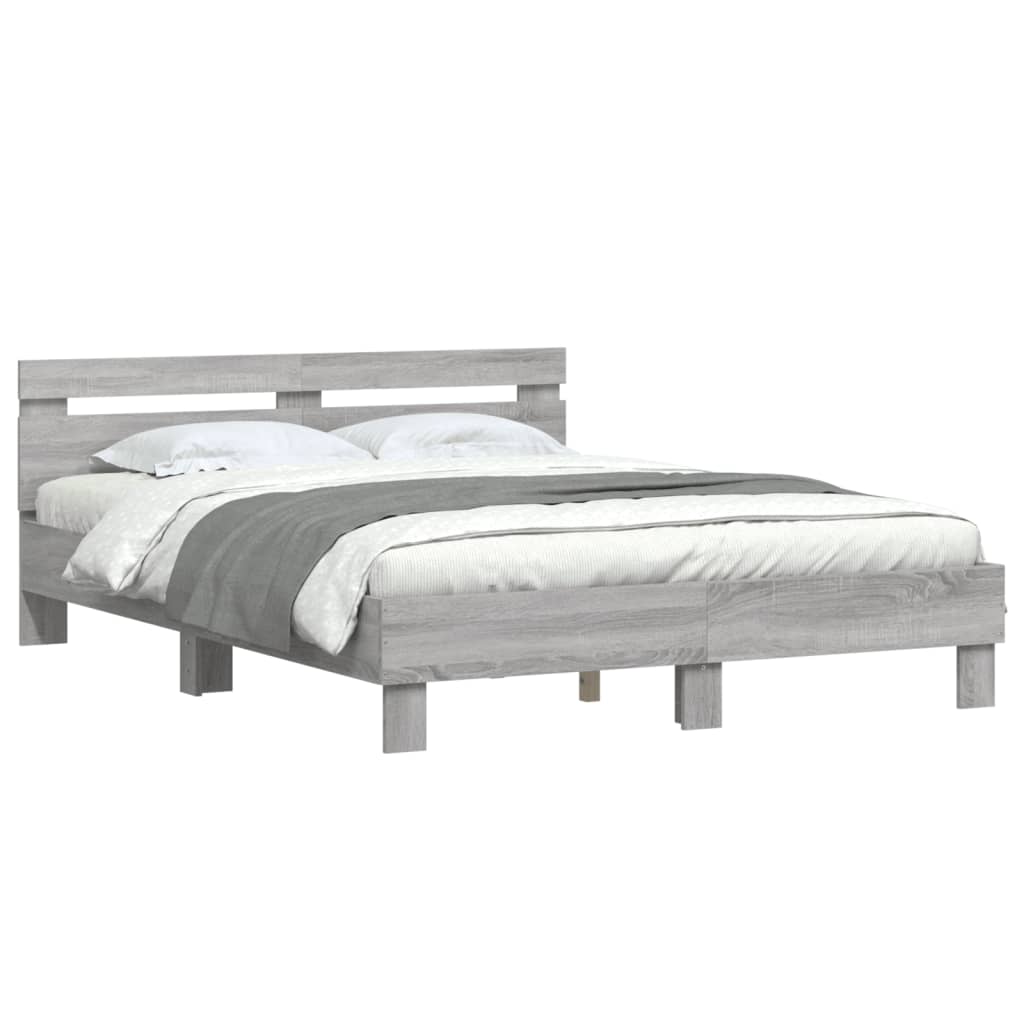 Bed Frame | Grey Sonoma | Engineered wood | Double | Durable | Bed Frame