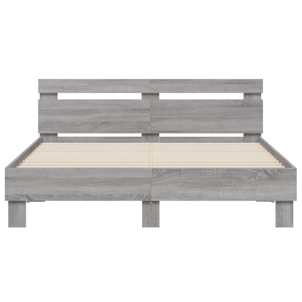 Bed Frame | Grey Sonoma | Engineered wood | Double | Durable | Bed Frame