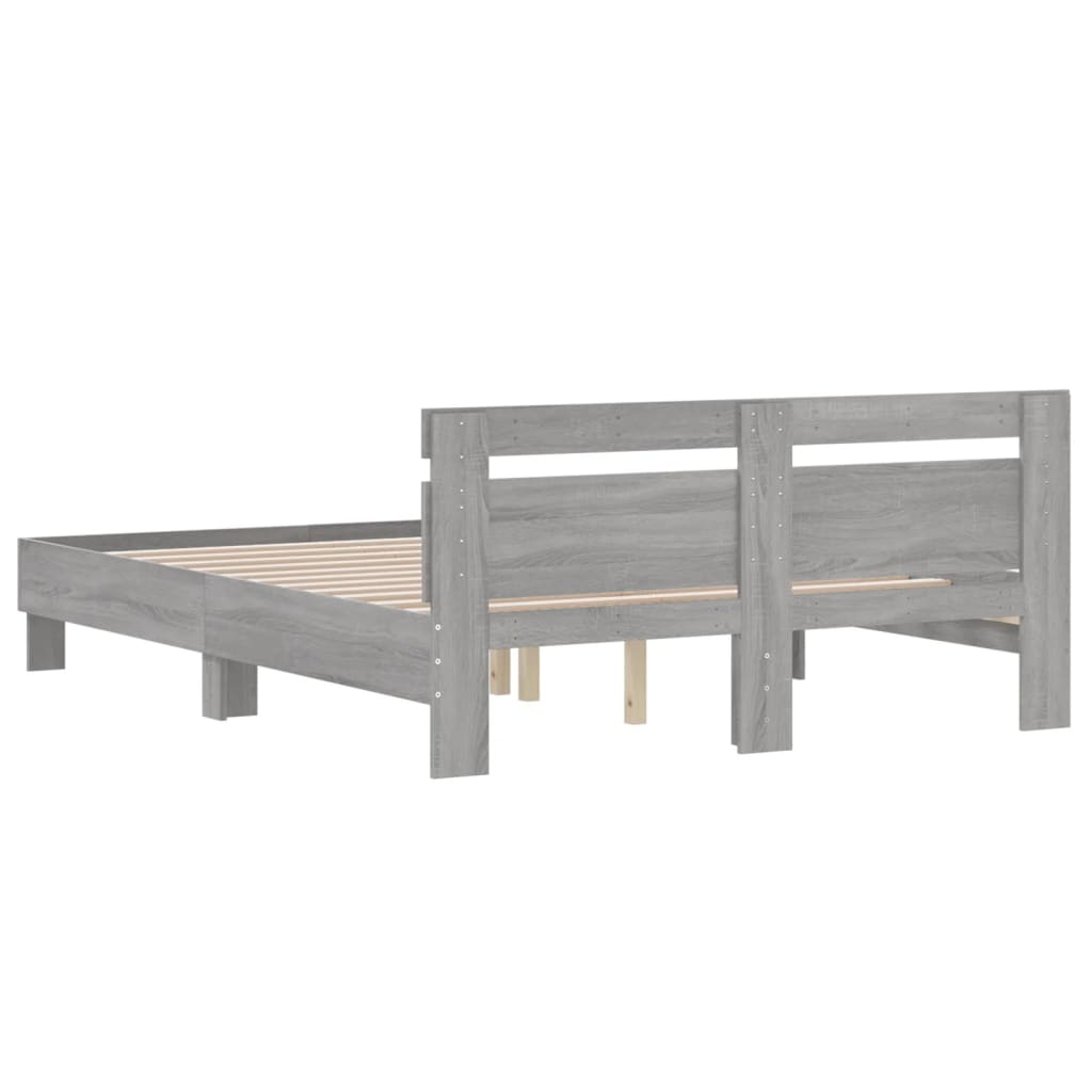 Bed Frame | Grey Sonoma | Engineered wood | Double | Durable | Bed Frame
