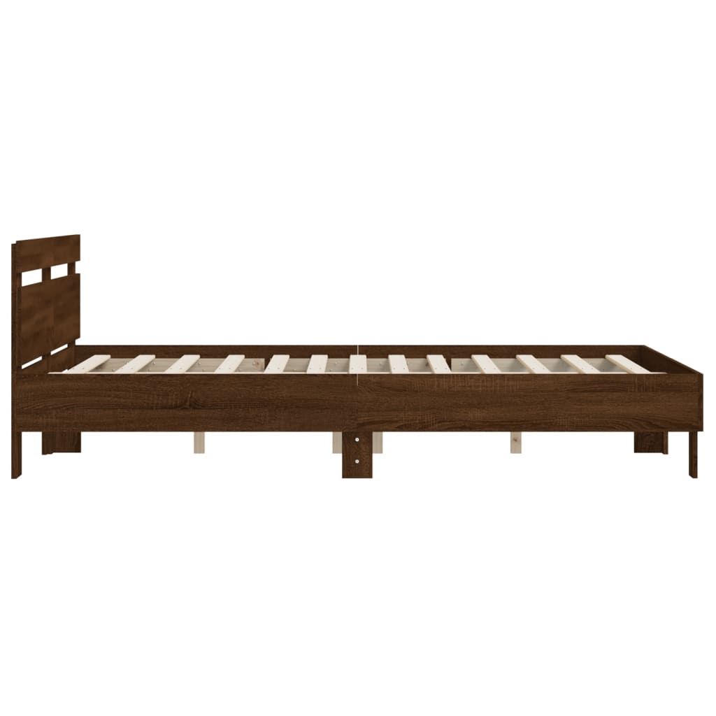 Bed Frame | Brown Oak | Engineered Wood | Double | Durable | Bed Frame