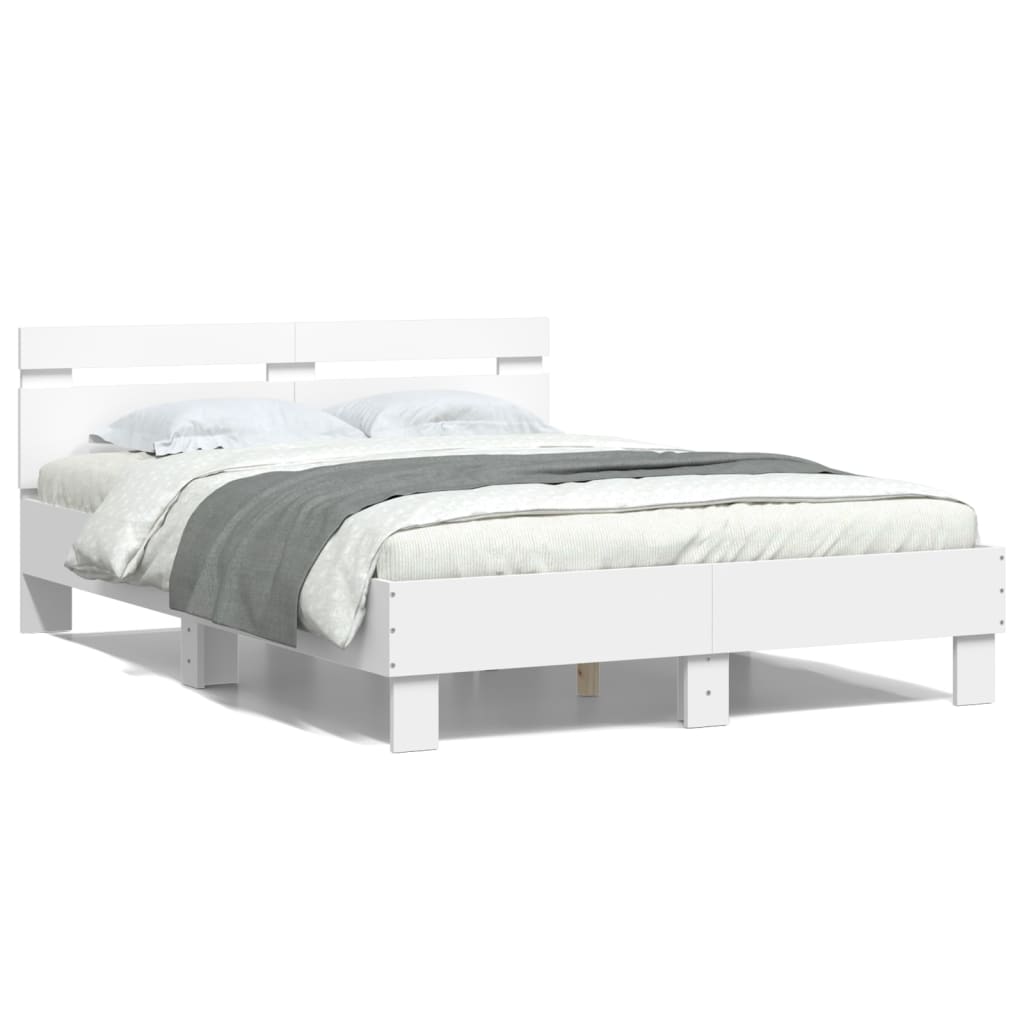 Bed Frame | White | Engineered Wood | Double | Modern | Bed Frame