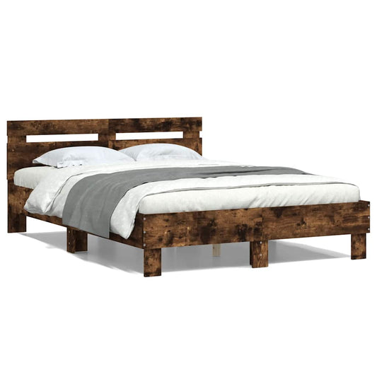 Bed Frame without Mattress Smoked Oak 120x200 cm