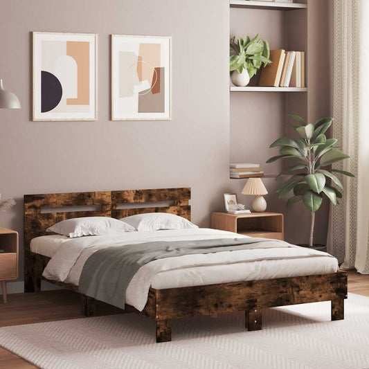Bed Frame without Mattress Smoked Oak 120x200 cm