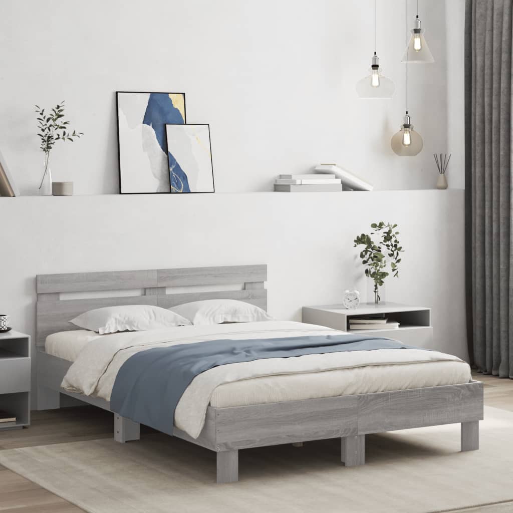 Bed Frame | Grey Sonoma | Engineered Wood | Double | Modern | Bed Frame
