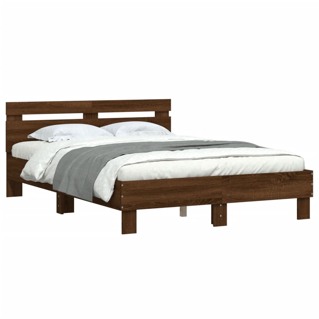 Bed Frame | Brown Oak | Engineered Wood | 120 x 200 cm | Durable