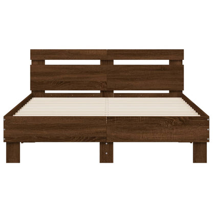 Bed Frame | Brown Oak | Engineered Wood | 120 x 200 cm | Durable