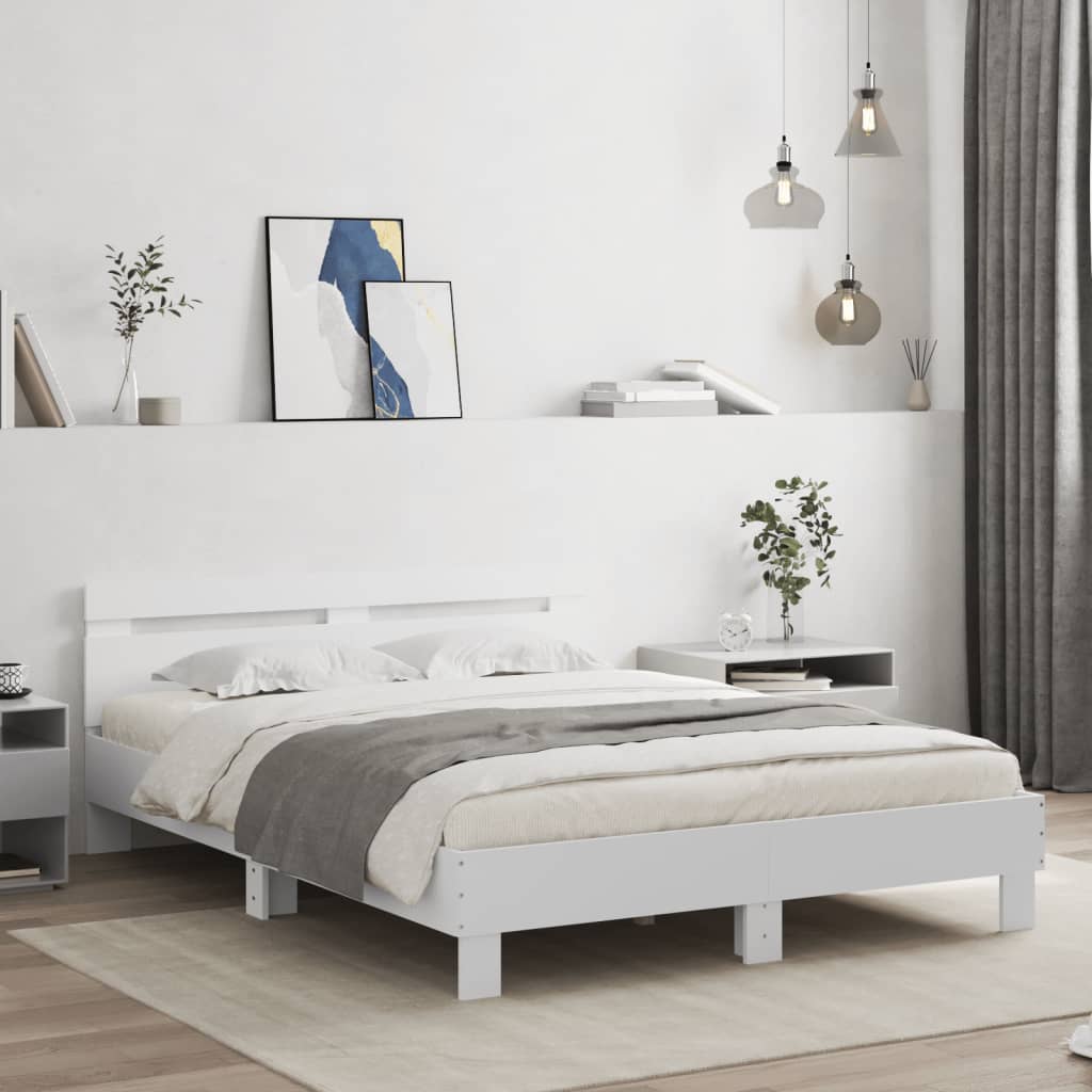 Bed Frame without Mattress White 140x190 cm