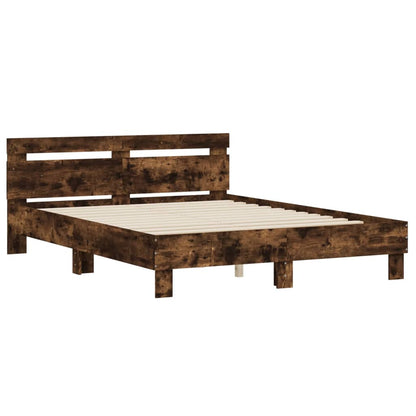 Bed Frame | Smoked Oak | Engineered Wood | 140x190 cm | Durable