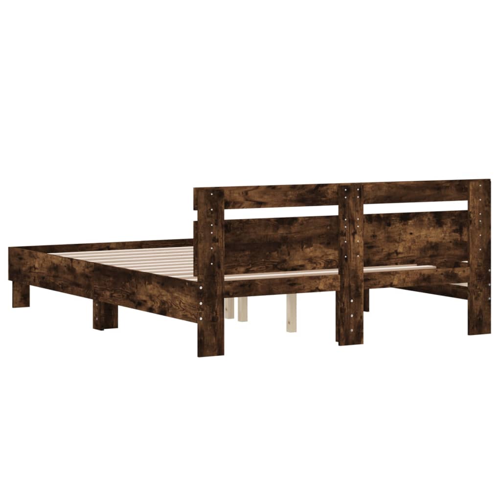 Bed Frame | Smoked Oak | Engineered Wood | 140x190 cm | Durable