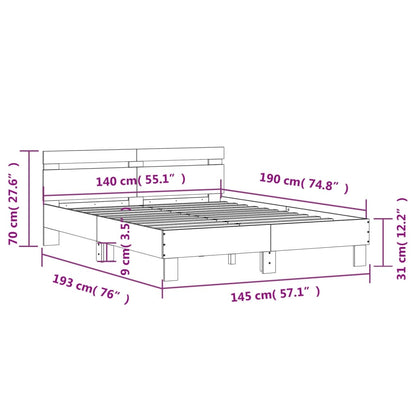 Bed Frame | Smoked Oak | Engineered Wood | 140x190 cm | Durable
